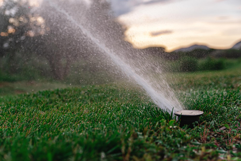 irrigation-system-sprinkles-golf-course